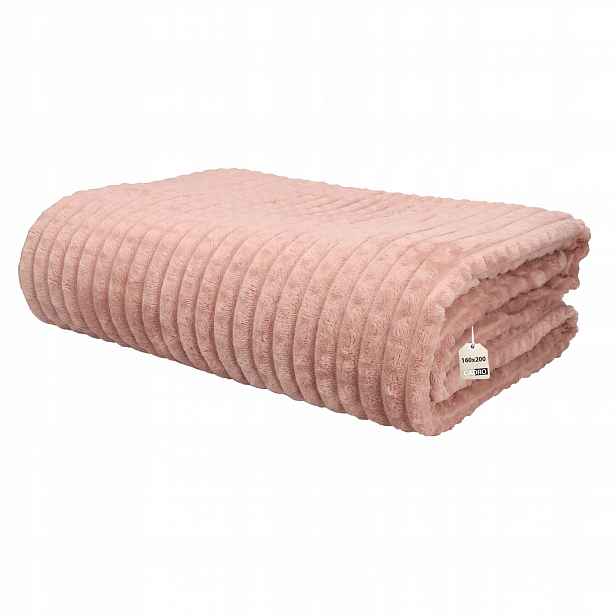 Deka z mikrovlákna 160x200, měkká, teplá, vytlačovaná, růžová