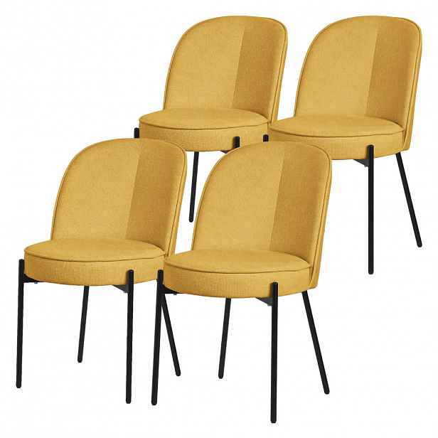 ML-DESIGN JÍDELNÍ ŽIDLE, sada 4 ks, hořčičná barva, s látkovým potahem