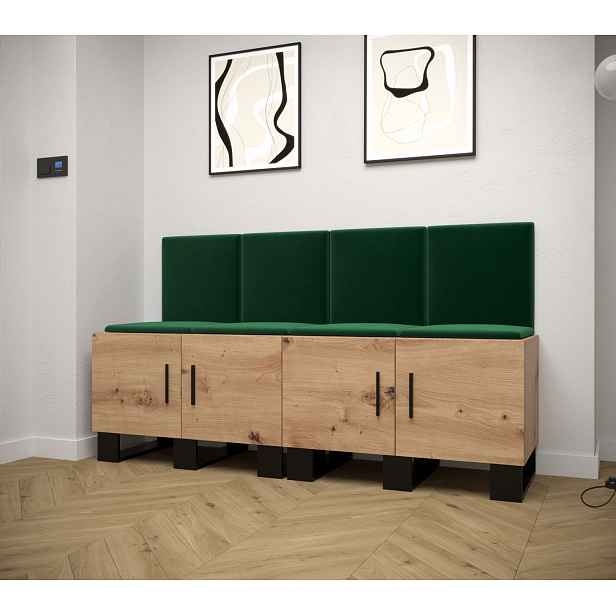 Předsíňová sestava RUMIE 20 - dub artisan, zelené panely