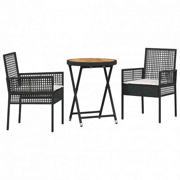 vidaXL Zahradní bistro set 3 ks Černá polyratan