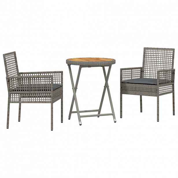 vidaXL Zahradní bistro set 3 ks Šedá polyratan
