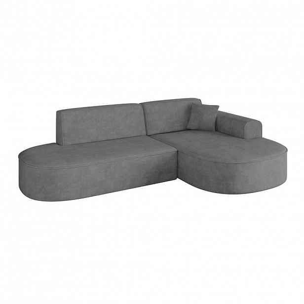 ALTDECOR ROHOVÁ SEDACÍ SOUPRAVA s otomanem vpravo MARI-L1 – 243 x 171 x 79 cm, šedá barva, velur