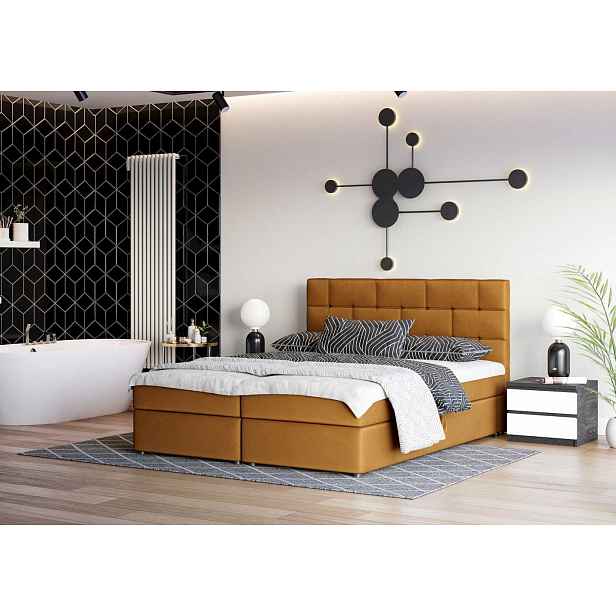 Designová postel WALLY 140x200, žlutá