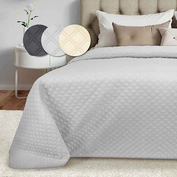 Přehoz Na Postel 220X240CM Prošívaný Světle Šedý Elegantní Klasický