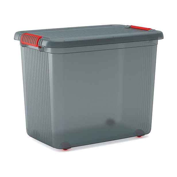 Šedý plastový úložný box s víkem 59x39x45 cm K Latch Box – KIS