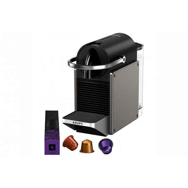 Kapslový kávovar KRUPS Nespresso Pixie Redesign XN306T10 Titanový/Černý