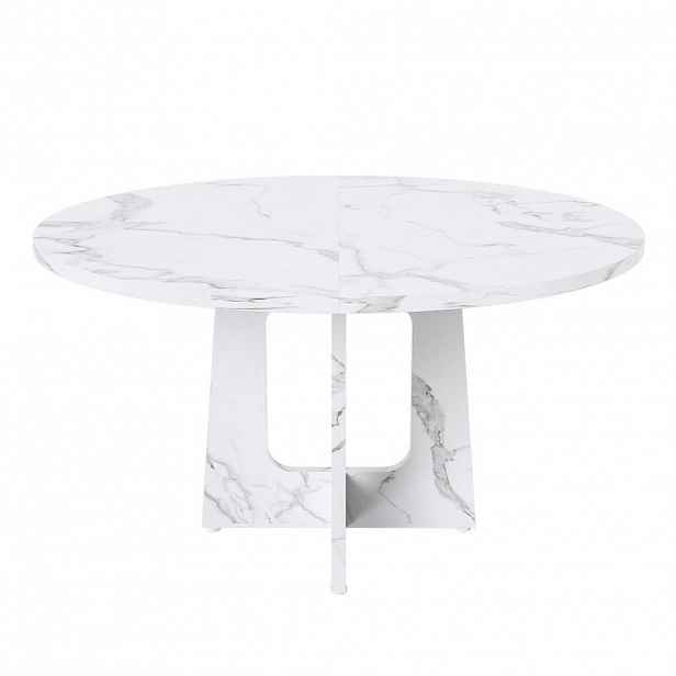 STILVORA JÍDELNÍ STŮL v bílé barvě s MDF deskou a ořechovou dýhou do jídelny a obývacího pokoje, 120×120×76 cm