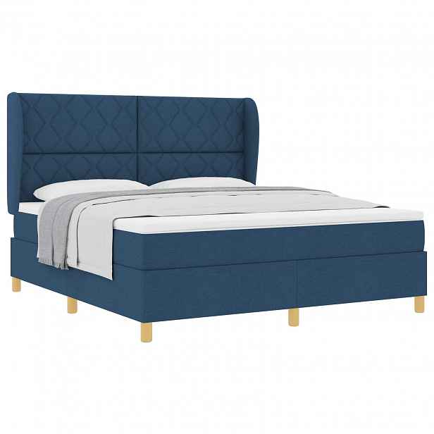 vidaXL Postel s boxspringem s polštářem Modrá 200 x 180 cm textil