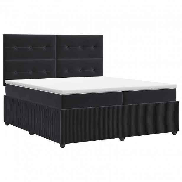 vidaXL Postel boxspring s matrací s čelo Černá 200 x 200 cm Samet