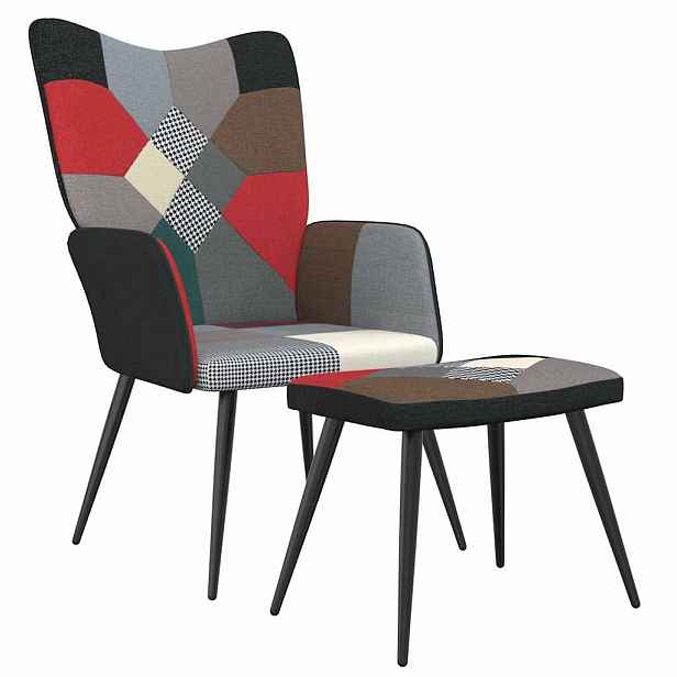 vidaXL Relaxační křeslo se stoličkou patchwork textil