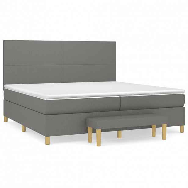 vidaXL Box spring postel s matrací tmavě šedá 200x200 cm textil