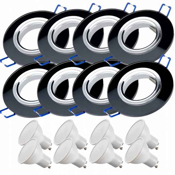 8 x Skleněná Stropní Lampa Zapuštěná Do Stropu Křišťál Led Žárovky 1.5 W