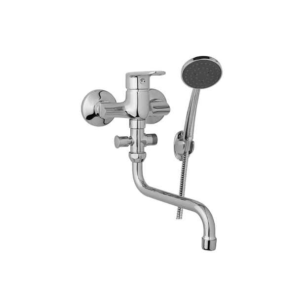 JB Sanitary Finery F10 31 31 - Nástěnná umyvadlová a sprchová baterie 100 mm s příslušenstvím; trubkové ramínko 200 mm