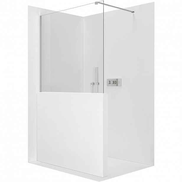 Sprchová zástěna Walk-in Onyx Half Cube L/P - 8 mm - hranatá vzpěra - chrom, transparentní sklo - 100x100 cm