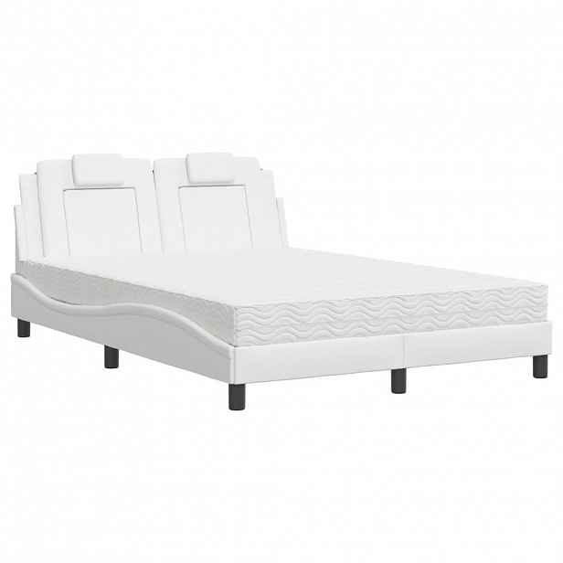 vidaXL Postel Viana s matrací bílá 120 x 200 cm umělá kůže