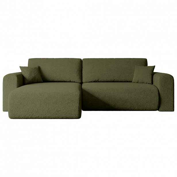 ALTDECOR ROHOVÁ SEDACÍ SOUPRAVA s funkcí lůžka a úložným prostorem ORRO-L – 272 × 145 × 83 cm, zelená buklé