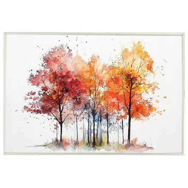 Plakát Rámeček Hliníkový Barevný Podzimní Stromy Příroda Akvarel 60x40