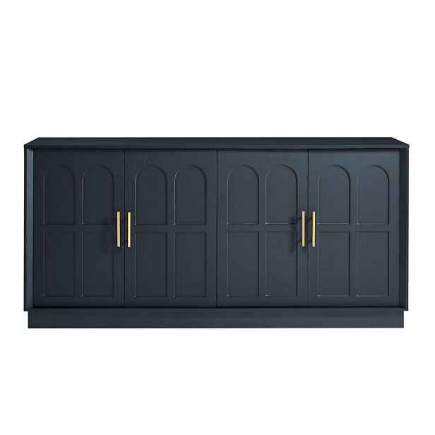 Redom SIDEBOARD 169/40/80 cm s nastavitelnými policemi, zaoblenou přední částí a ochranou proti převrácení, Černá