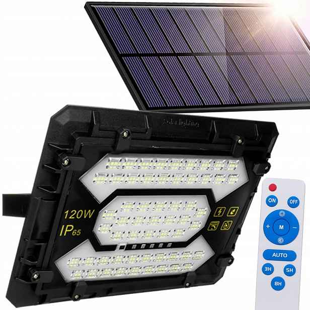 Silný solární Led halogenový zářič 120W Venkovní lampa Dálkový Ovladač Panel