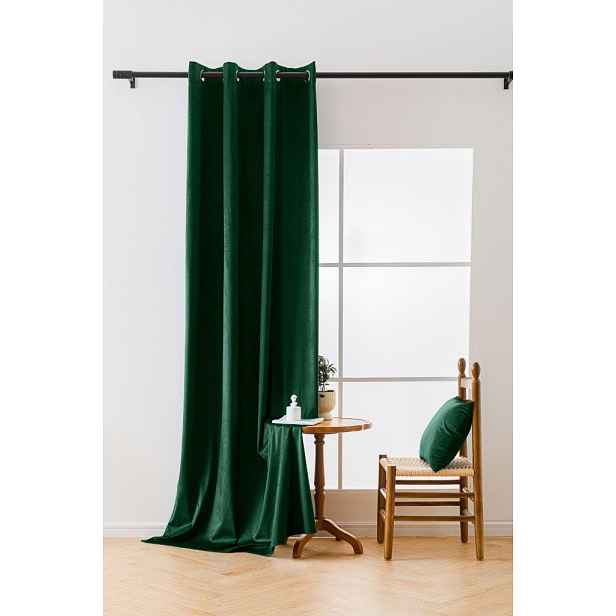 Tmavě zelený zatemňovací závěs VELVET 140x250 cm Zavěšení: Kovové kroužky