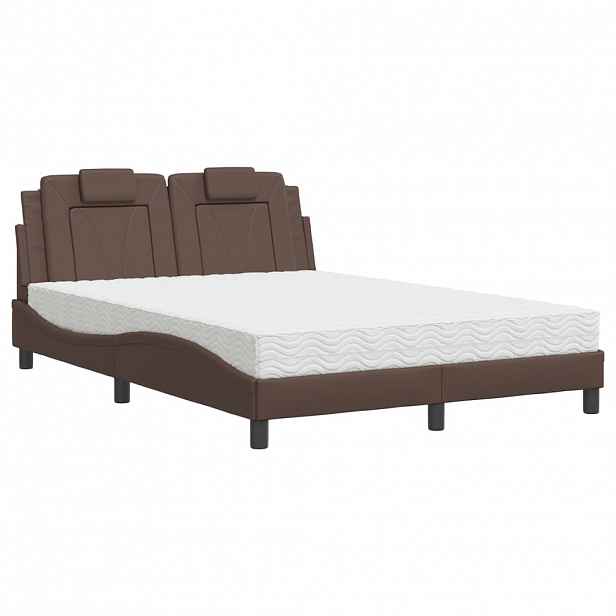 vidaXL Postel Viana s matrací hnědá 120 x 200 cm umělá kůže