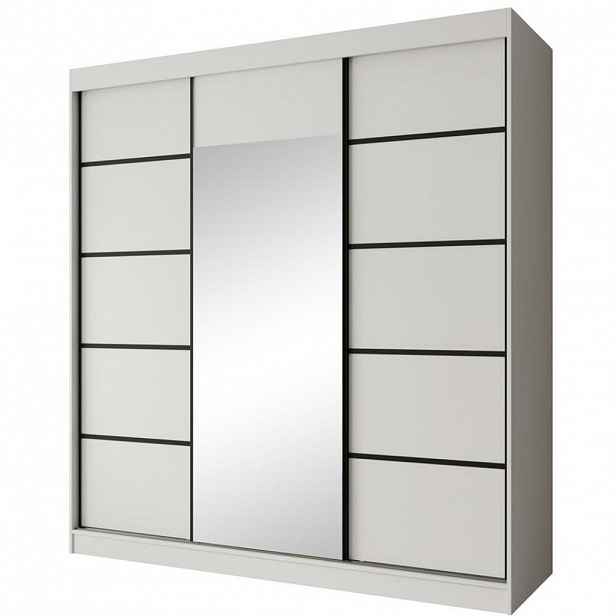Beautysofa SKŘÍŇ s posuvnými dveřmi Monica 200/215/61 3dveřová bílá + černá se zrcadlem