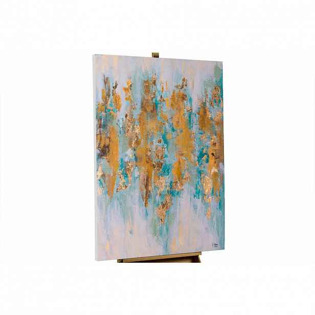 KUNSTLOFT RUČNĚ MALOVANÝ AKRYLOVÝ OBRAZ TURQUOISE/BÉŽOVÝ, 75/100 CM