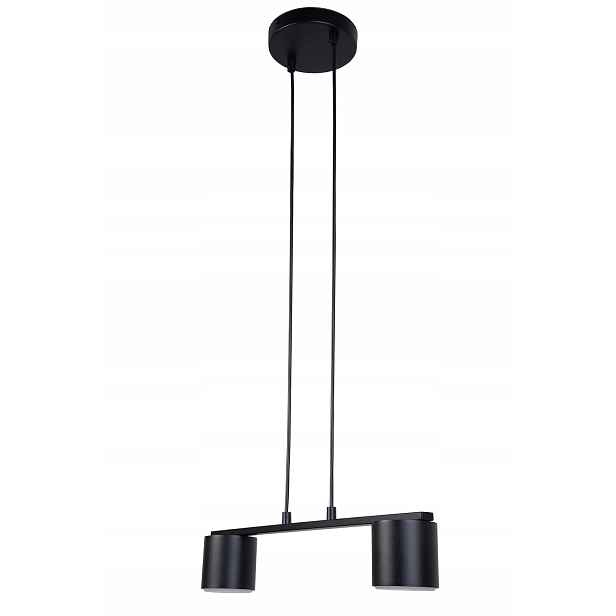 Moderní závěsná lampa černá 2 spoty na liště 46 cm do jídelny Sigma