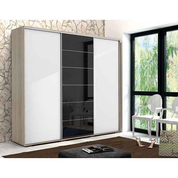 Šatní skříň Ska A28 XL Barva korpusu: Dub - sonoma, Rozměry: 250 cm, Dveře: Bílé