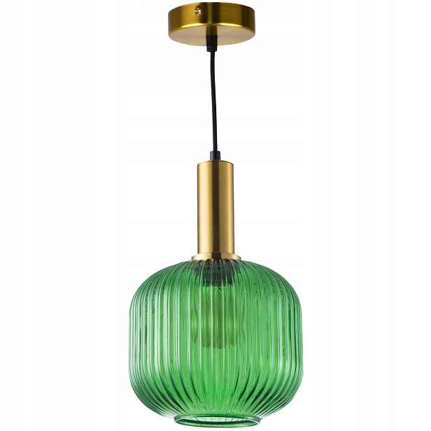 Polux Závěsná lampa Cumbria, zeleno-zlatá, E27, 100 cm, sklo, IP20