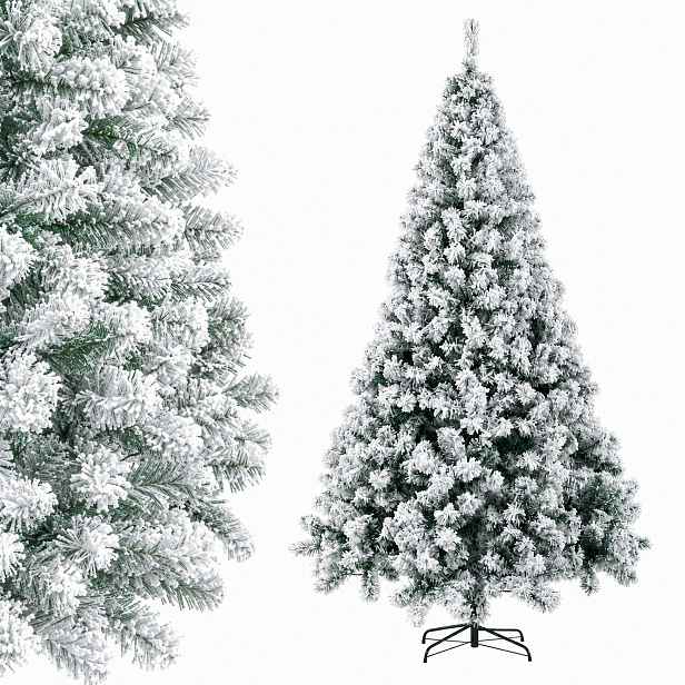 Umělý Vánoční Stromeček Zasněžený 300 CM, Hustý, 1700 Tipů S Vánočním Stojanem