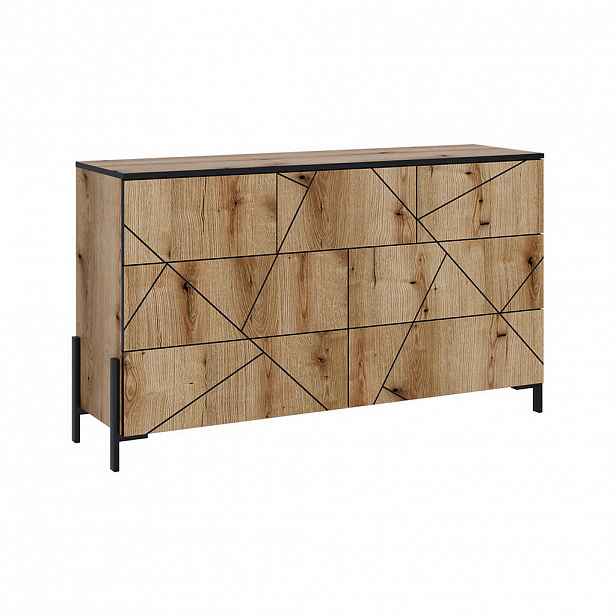 Vicco KREDENC Hatto Dub 139.8 x 80.2 cm se 7 zásuvkami