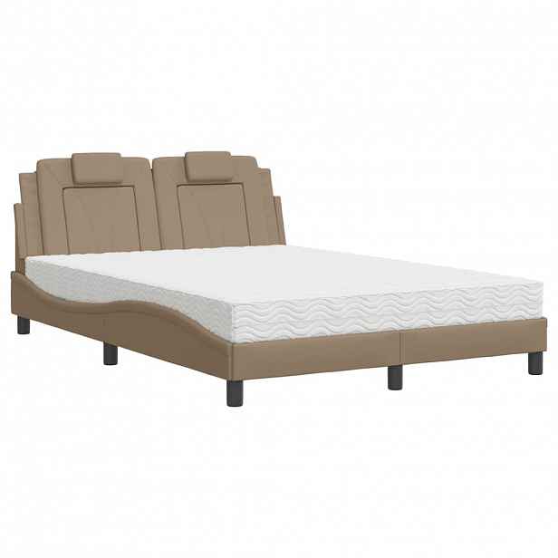 vidaXL Postel Viana s matrací cappuccino 120 x 200 cm umělá kůže