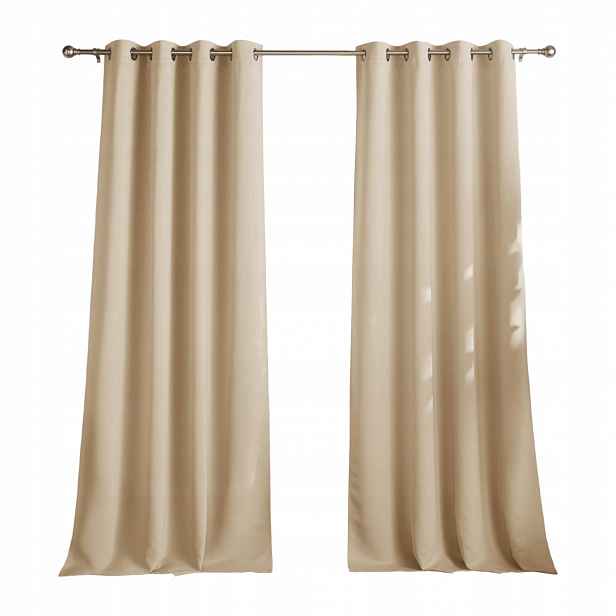 Zatemňovací závěsy 100% béžové silné 2ks 240x132 Oka Premium