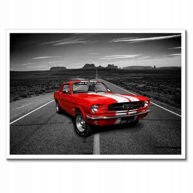 Plakáty v rámu 70x50 Červený Ford Mustang