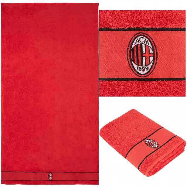 Ac Milan Plážový ručník 70x140 cm Červený Acm 100% Bavlněný