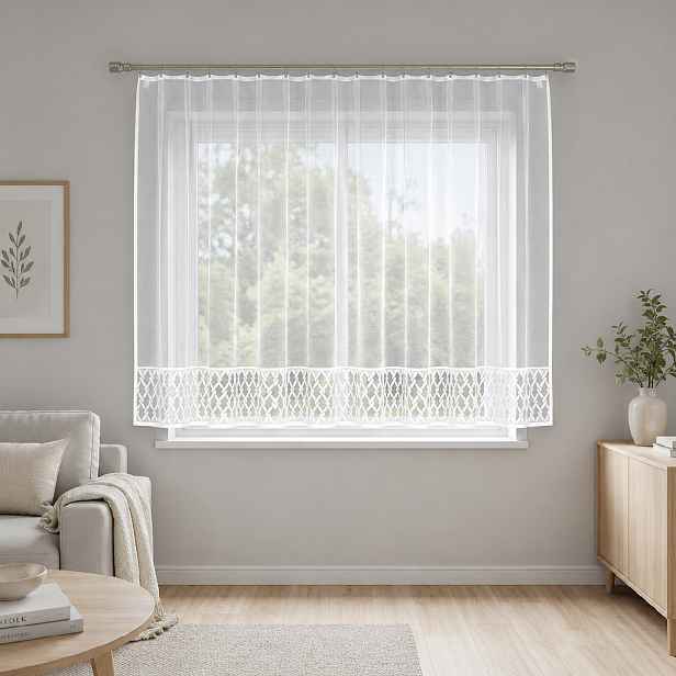 Dekorační žakárová záclona s řasící páskou DOUBLE 140 bílá 300x140 cm MyBestHome