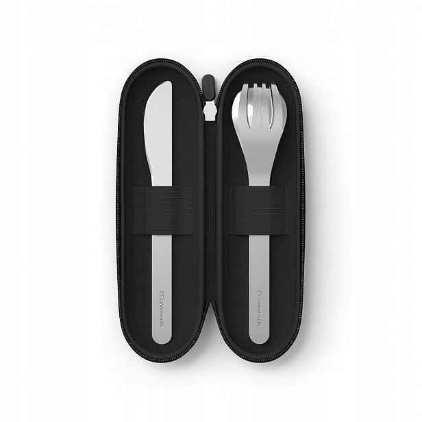 Sada příborů Monbento Slim Nest Trio Black pro cestovatele V Pouzdru, 3 kusy