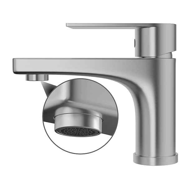 Stojící Umyvadlová Baterie 143 MM Nerez V Kartáčovaném Provedení