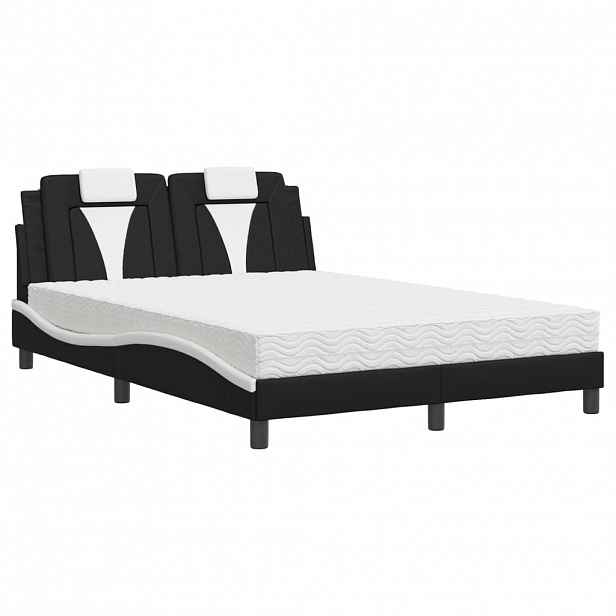 vidaXL Postel Viana s matrací černá a bílá 120 x 200 cm umělá kůže