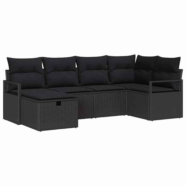 vidaXL Set pohovek 6 ks Černá polyratan