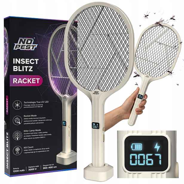 Elektrická Insekticidní Packa Na Mouchy A Komáry, Mušky, Hmyz, Uv Led 2V1