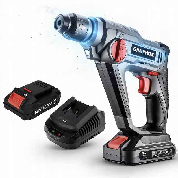 Graphite Vrtací Kladivo Sds+ Energy+ 18V 8J 58G009 Akumulátor 2AH Napájecí Zdroj