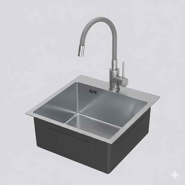 Komplet Iris 38x38 ocelový dřez baterie Bragi flexibilní