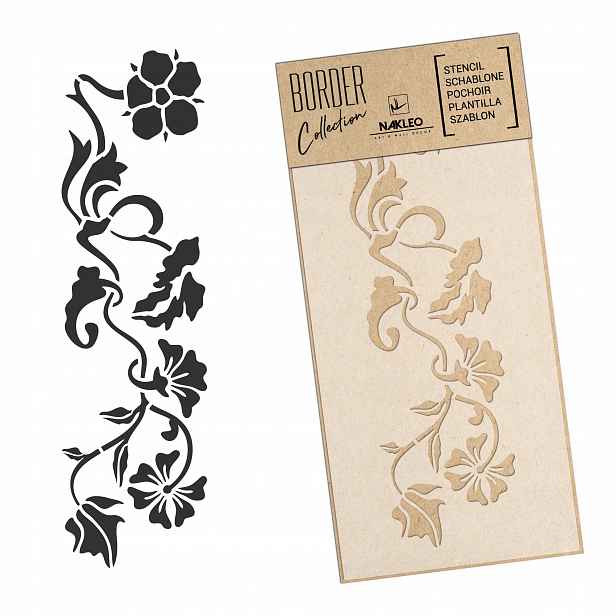 Malířská šablona Bordura Opakovaně Použitelný 45x95 cm Border Ornament Květiny Dekor