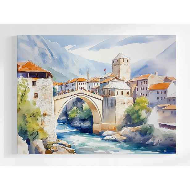 Plakát Balkán Bosna Mostar Město Most Turistika 100x75