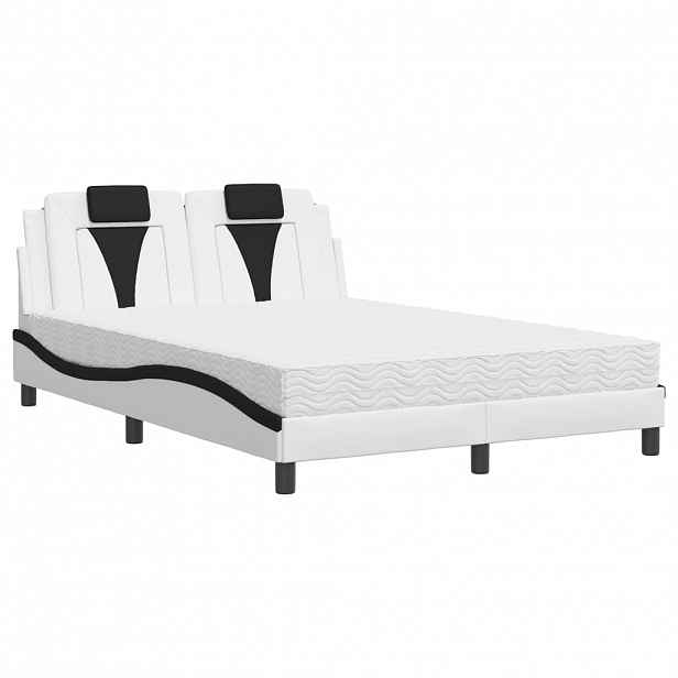 vidaXL Postel Viana s matrací bílá a černá 120 x 200 cm umělá kůže