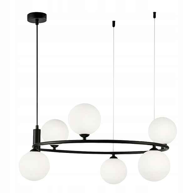 Závěsná Lampa Stropní Lustr Kule černá Moderní Led mléčná