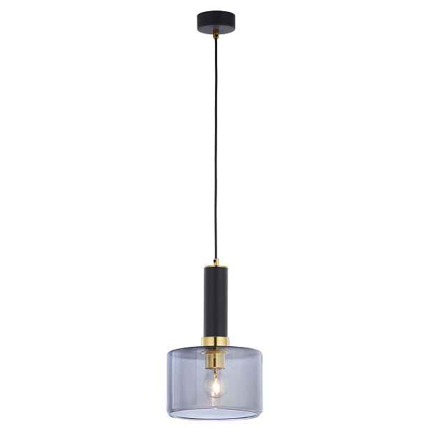 Jupiter Závěsná lampa Vanes Černo-zlatá Skleněné stínítko 1xE27 15W