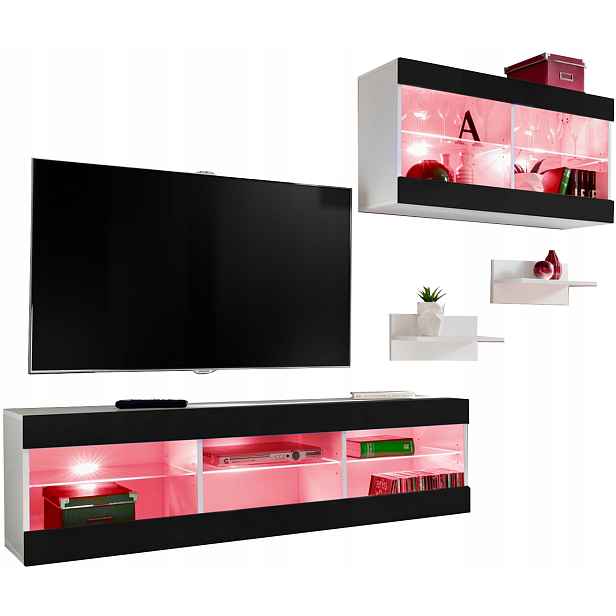 Sada nábytku Rtv Tivoli SET3 Bílá/Černá, Rgb Led